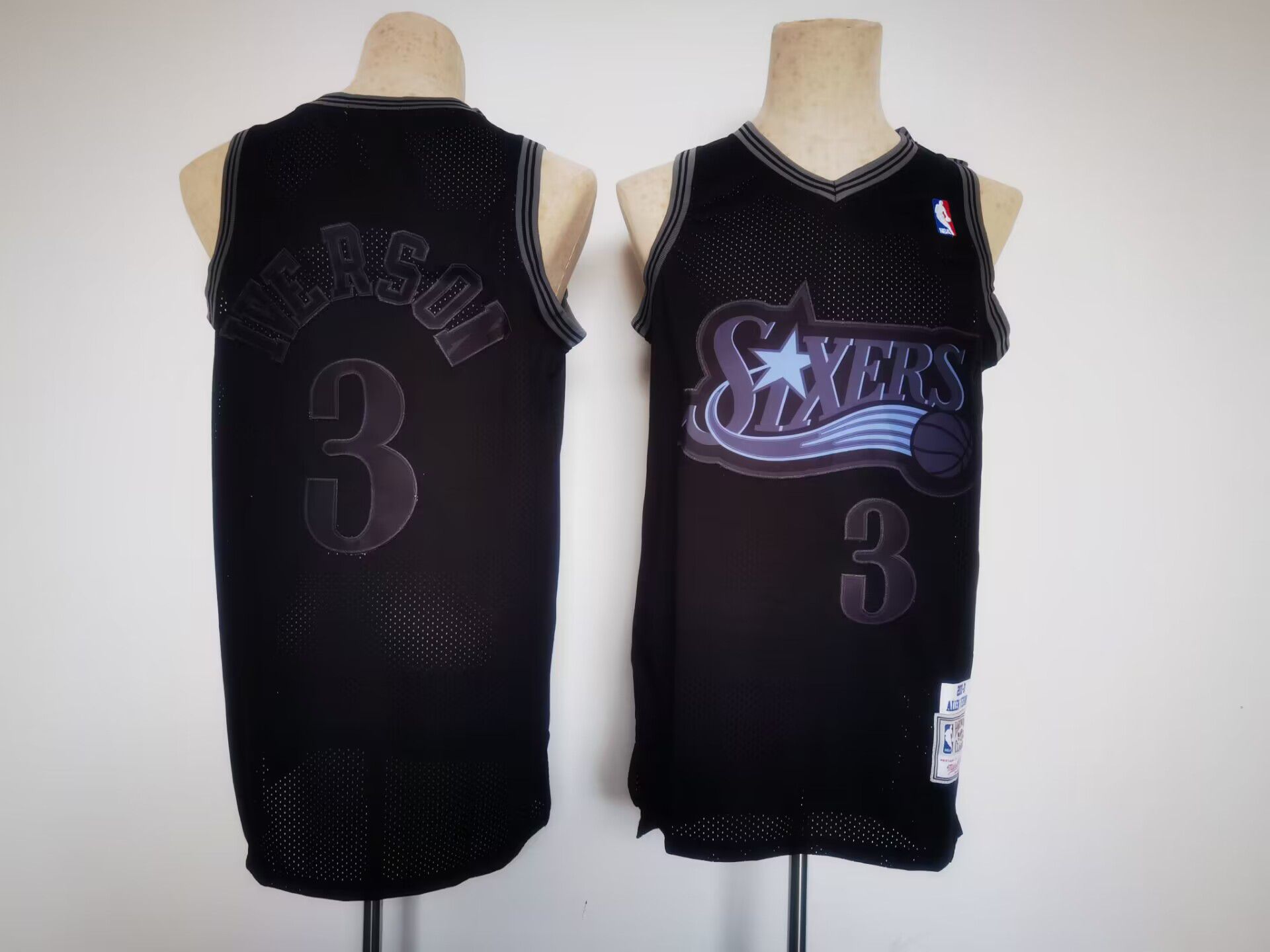 Men Philadelphia 76ers #3 Iverson Black Throwback NBA Jersey->youth nba jersey->Youth Jersey